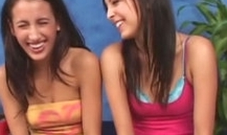2 nasty girls are talking smutty in advance of the camera in advance of having lesbo fun